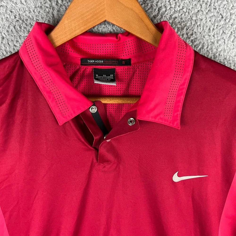 Nike Tiger Woods Perforated Panel Snap Polo Golf Shirt 542068-680 - Needs Repair